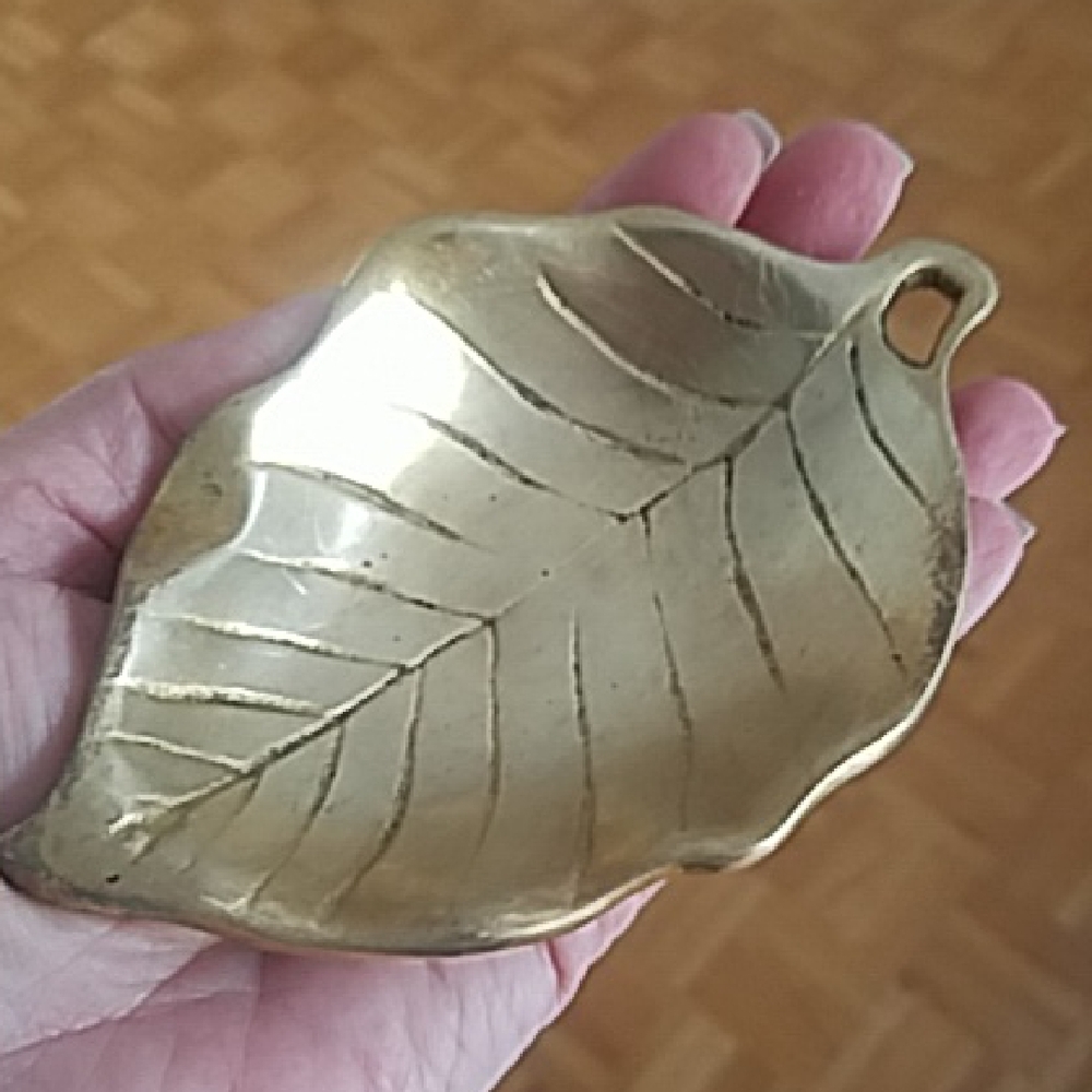 Vintage Brass Leaf Ashtray Dish